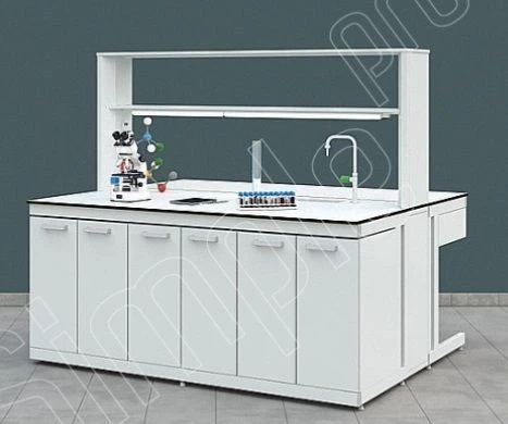 Modular Island Table - Durable Metal Frame with Steel Shelves