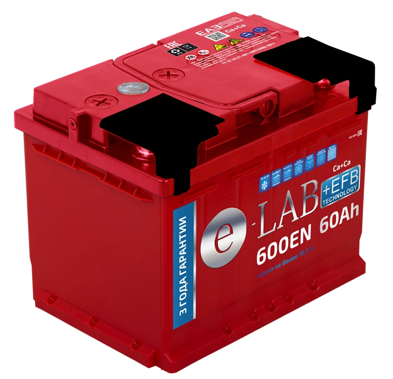 بطارية رصاصية لبدء محركات الاحتراق الداخلي AKB 6ST-60 "ELAB + EFB