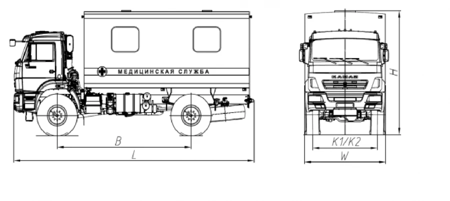 مجمع طبي متنقل مع معدات، نموذج 676519 على شاسيه كامتز 43502-D5