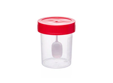 Polymer Container with Lid and Spoon for Biological Material, 60ml, Non-Sterile