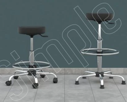 Laboratory Stool T2 - Adjustable Height Black Faux Leather