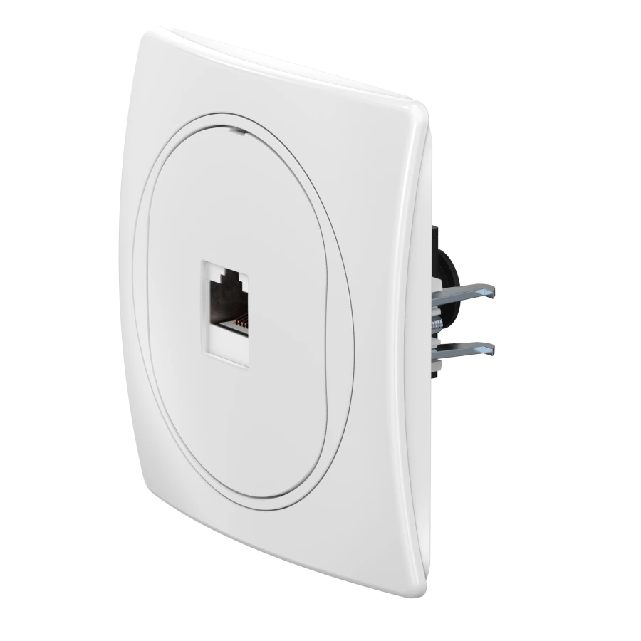 CADUCEUS ALING EON Hidden Installation Computer Socket with Keystone RJ45 8P8C Cat.6 UTP Module, White, Art. E6150.00