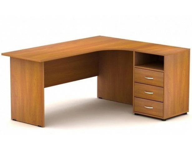 Corner Desk with One Pedestal Model SPU-1 by Edelwood