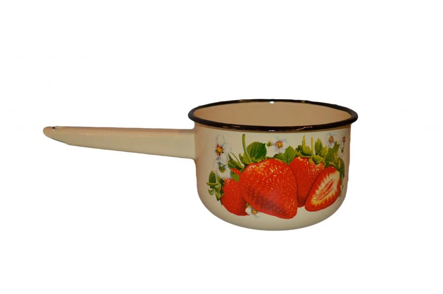 Cylindrical Enamelled Bucket for Sanitary Use, 1.5L