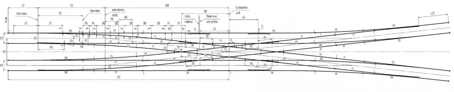تقاطع عرضي من النوع R50 2/9 لخطوط المترو 1520 مم، بمسافة 4.0 م