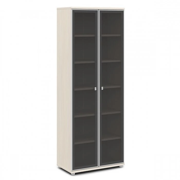 Wooden File Cabinet with Glass Doors for Document Storage