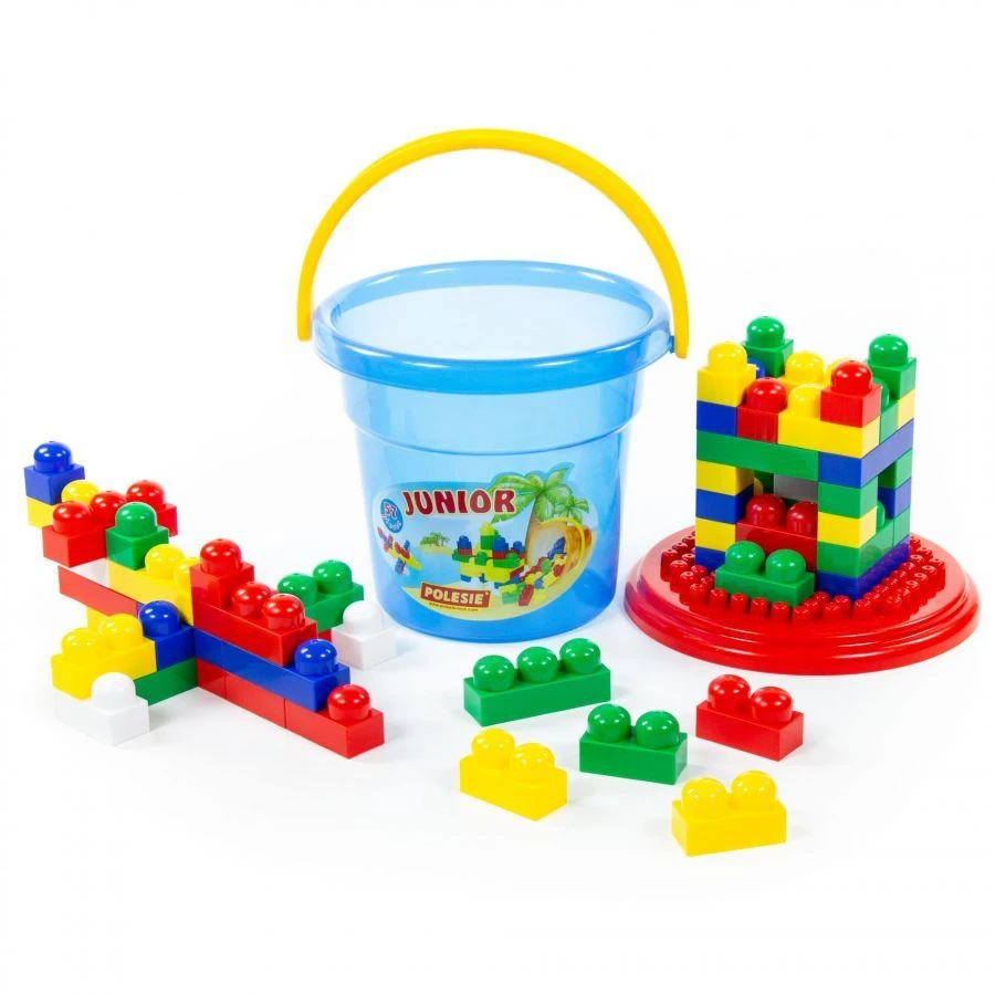 Junior Construction Set (57 pieces) in Maxi Bucket with Lid, Model 1853