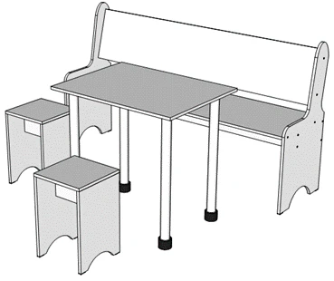 مجموعة زاوية المطبخ مع طاولة طعام وأريكة وكرسيين