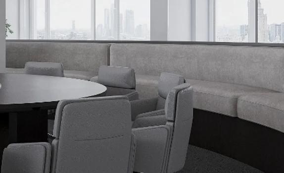 Soft Curved Bench with Wooden Frame