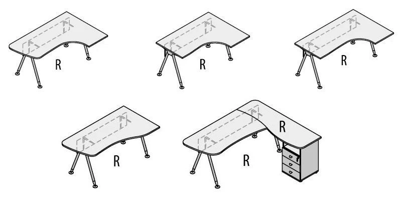 Ergonomic Office Table with Metal Frame - Gamma Set