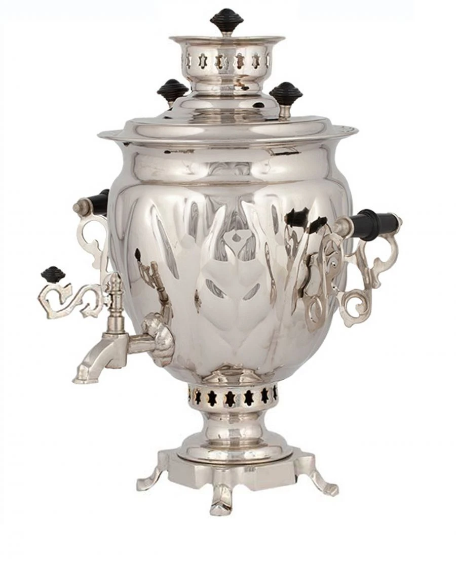 Traditional Charcoal Samovar 2 Liters, Nickel Coated