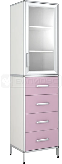 Single Door Cabinet with 4 Drawers, Model ШМ-2КН