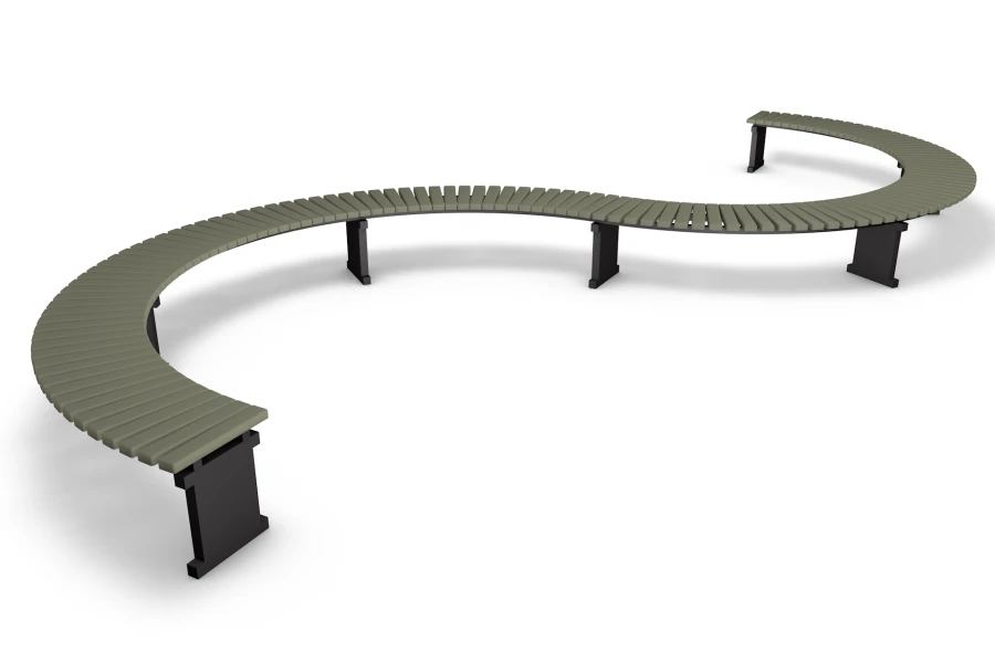 Zigzag Bench with Metal Frame, Modular Design