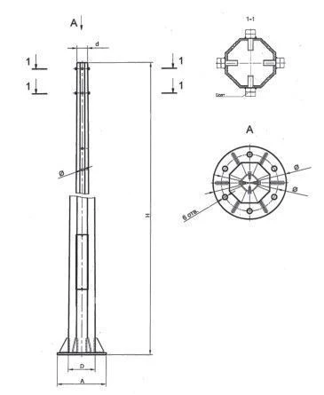 Power Contact Network Lighting Support Pole - 10m Height