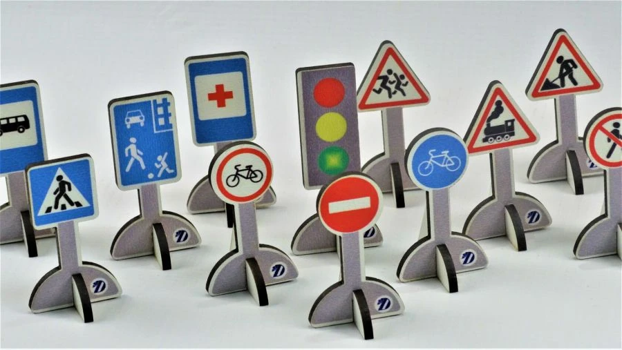 Educational Table Set for Learning Traffic Signs