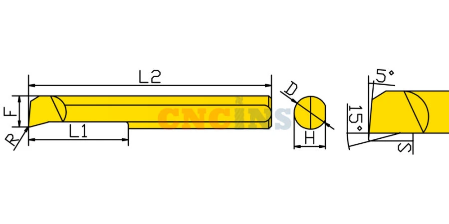 Mini Cutting Tool for Longitudinal Boring with TiAlN Coating PSBUR4-15L-R0.1