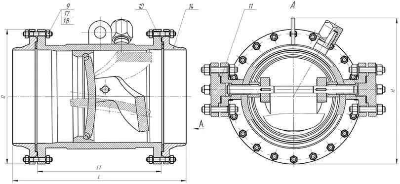 Flanged Reverse-Flow Valve SAZ 44077 DN 150-1000 PN 2.5-4.0 MPa