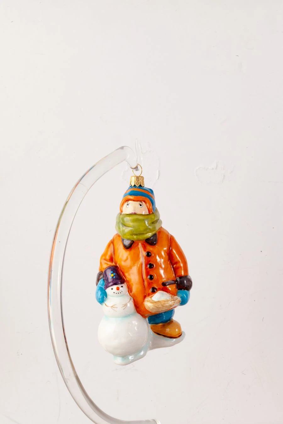 Handmade Glass Christmas Ornament "Boy and Snowman