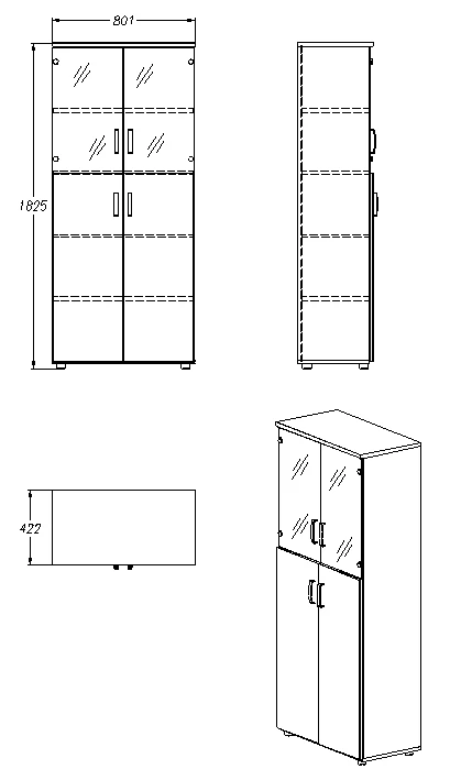 Storage Cabinet for Documents and Office Supplies, Model 407.80.183