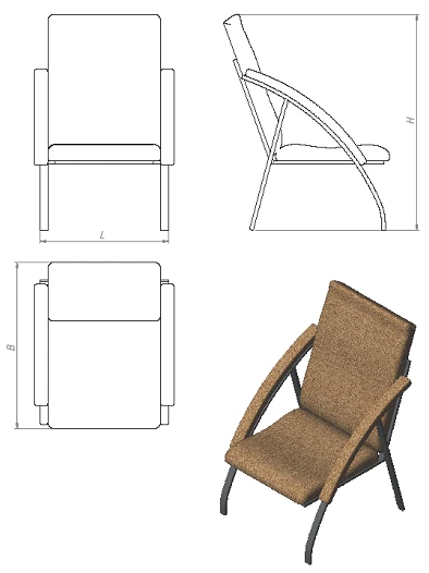 Metal Frame Chair with Armrests - K.MK.P Series