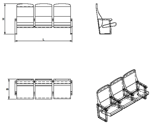 قسم كراسي المسرح ثلاثي المقاعد (سلسلة KT.3)