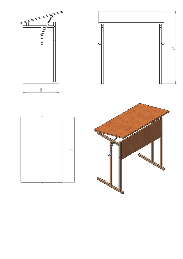 Drawing and Drafting Student Desk (PU.C.R Series)