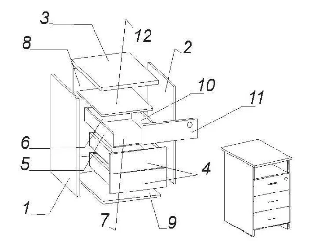 Wooden Office Cabinet for Documents Model MP-TM-01