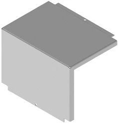 Tray lid of the 90 degree angle vertical external G-shaped corner tray KL 000x000 GV90, with overall dimensions from 100x40 mm t