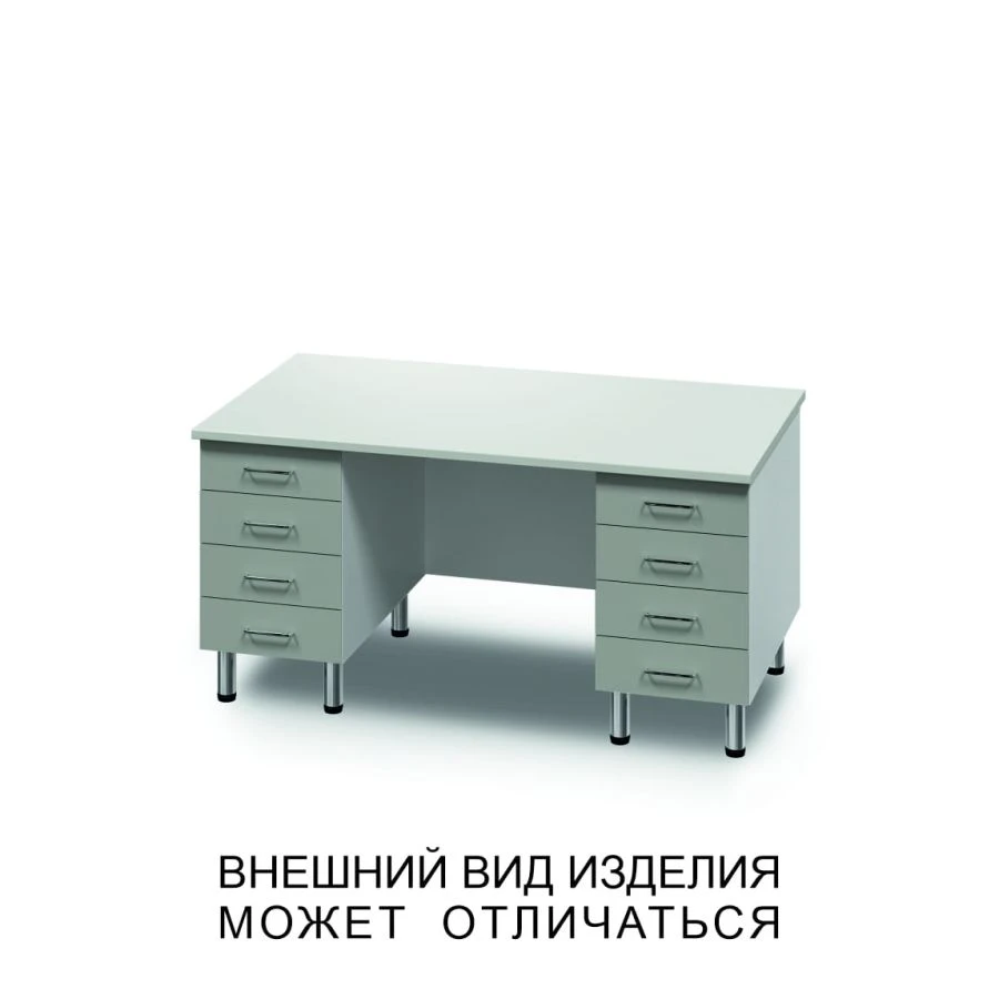 Double Cabinet Desk with Eight Drawers and Screen