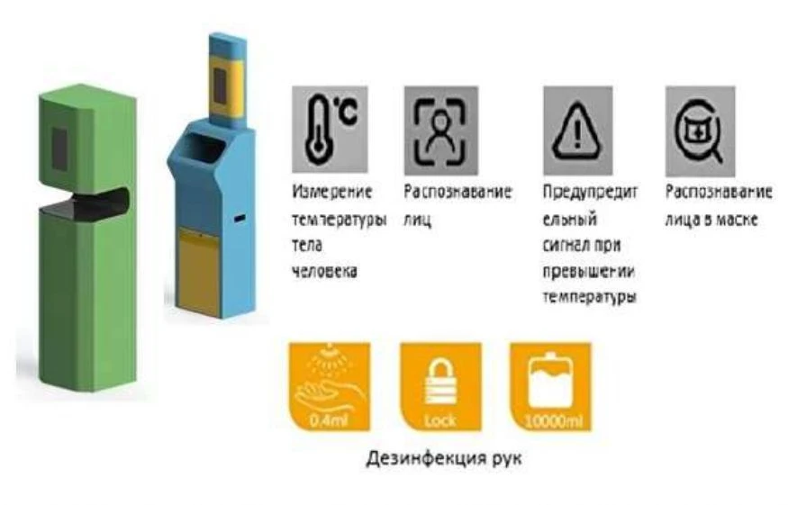 Hand Disinfection Complex with Body Temperature Measurement and Face Recognition "APK-01