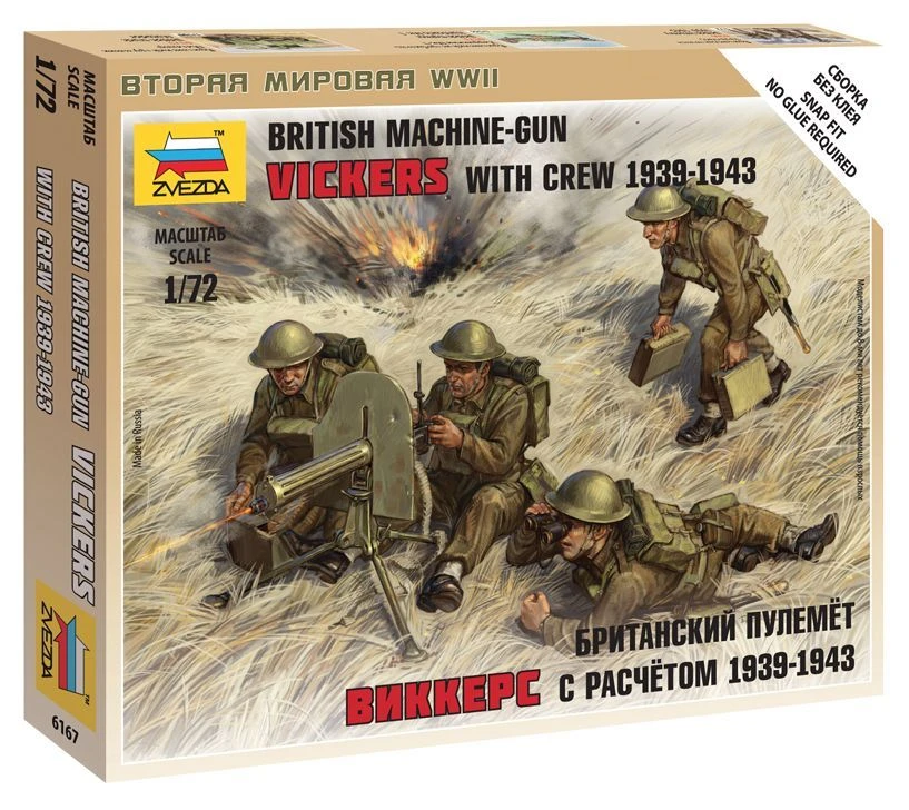 British Vickers Machine Gun Model Kit with Crew