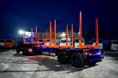 Semi-Trailer Log Transporter with Front Guard, Model UZST 9180A