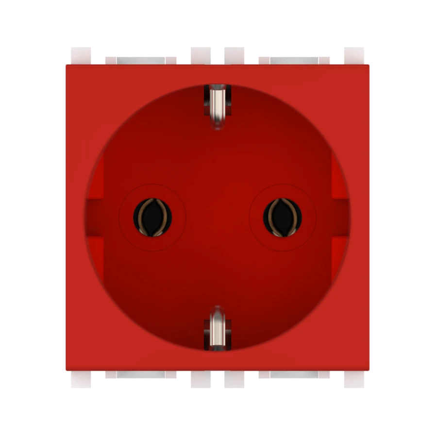 CADUCEUS ALING Experience Red Socket for Hidden Installation with Grounding, 16A, 250V, 2M, Art. 74151.4