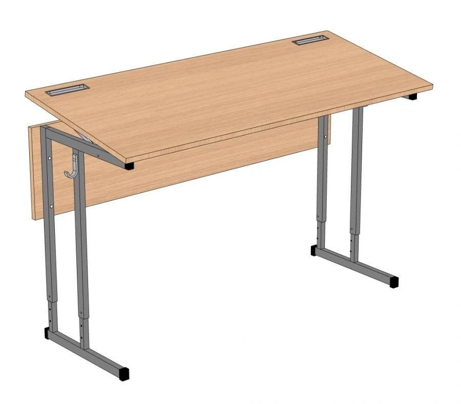 Adjustable Two-Seat Student Desk with Tilted Top, Model SU-1.2RK