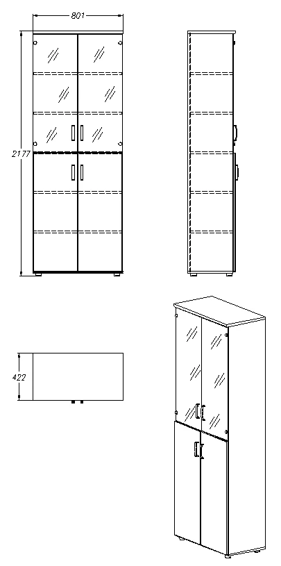 Storage Cabinet for Documents and Office Supplies - Model 407.80.218