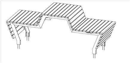 Metal Frame Bench for Offices and Public Spaces, Model 10110-3