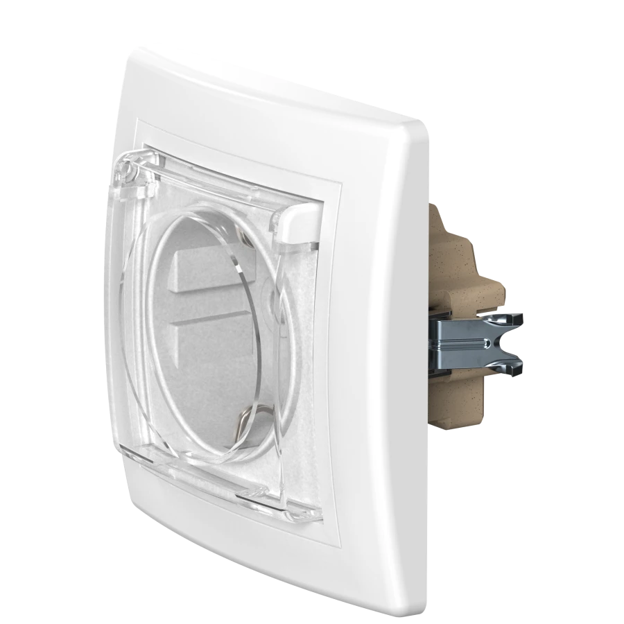Caduceus Aling Prestige Hidden Socket with Grounding, 16A, 250V, White