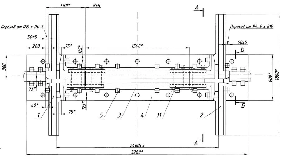 Cross-rail junction element for rail intersection (Project MSZ.8328.02.000)