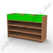 Small Constructor Shelf with Three Open Shelves and Divided Compartment