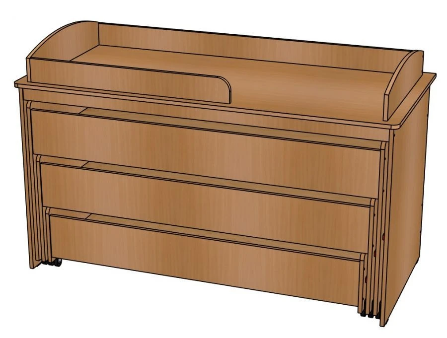 Triple Bunk Bed with Guardrail in a Cabinet K13