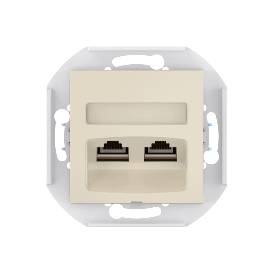 CADUCEUS ALING PRESTIGE Double Computer Socket with Keystone RJ45 Cat.6 Modules, Beige, Art. 6015S.9