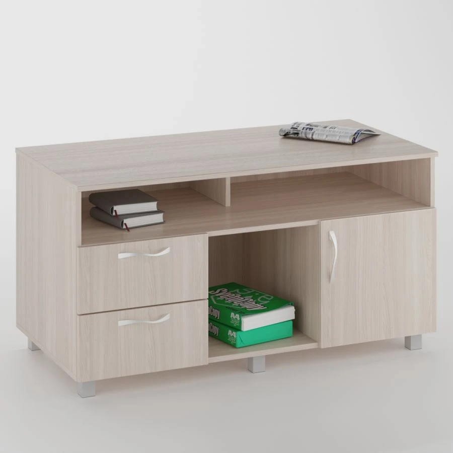 Narrow Desk Side Cabinet with 2 Drawers and Shelves