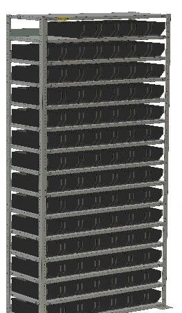 Metal Rack with 96 Shelf Containers