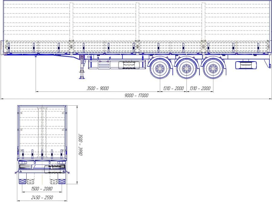 نصف مقطورة مغطاة PT-3 لنقل البضائع الضخمة