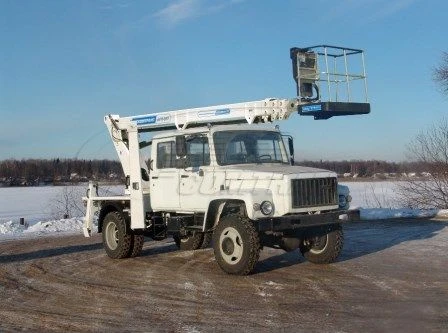 منصة العمل الجوية المدمجة AGP-20T غاز-33086 مع كابينة لـ 5 مقاعد 19م 80/250/300كغ 13.5م