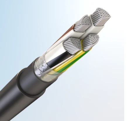 Power cable with plastic insulation for rated voltage 0,66 and 1 kV, alternating current frequency 50 Hz, APvBShvng(A)-LS-