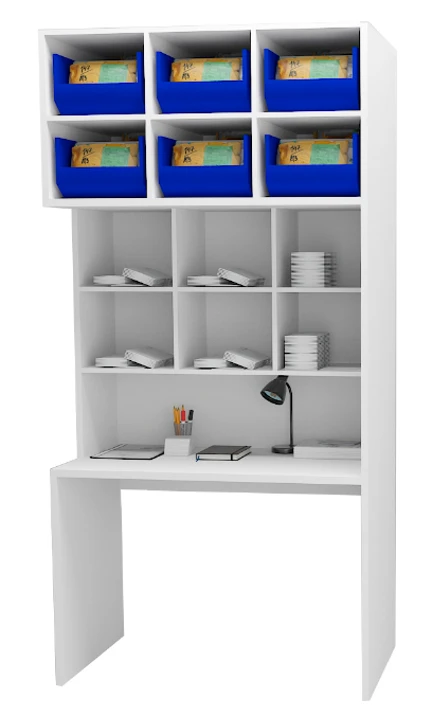 Postal Worker Table with Cage MOPS, Marking "MS Furniture