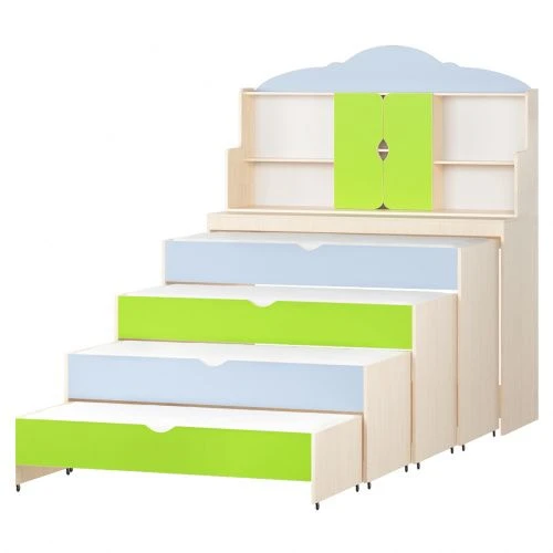 Transformable Four-Tier Children's Bed "Smile" with Overhead Unit