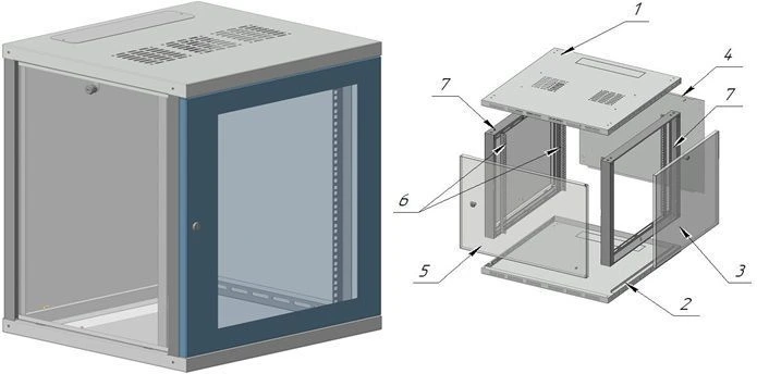 خزانة الاتصالات المثبتة على الحائط 19 "12U - SHT-C-12U-530x630x500-SG