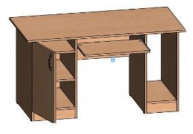Wooden Computer Desk with Pull-Out Shelf and Built-In Cabinet S.K.6